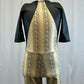 *Brand New* Black and Tan Snakeskin Unitard with Quarter Sleeves