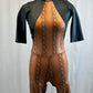 *Brand New* Black and Burnt Orange Snakeskin Unitard with Quarter Sleeves