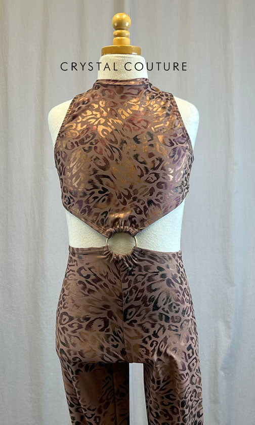 *Brand New* Mauve Metallic Snakeskin Unitard with Cutouts and Gold Ring