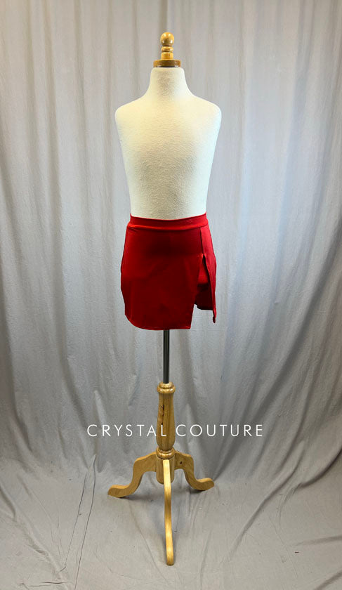 *Brand New* Red High Waisted Skirt with Built In Shorts and Slit