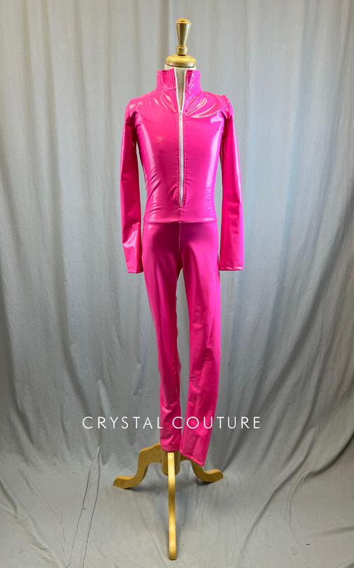 *Brand New* Hot Pink Latex Unitard with Zipper