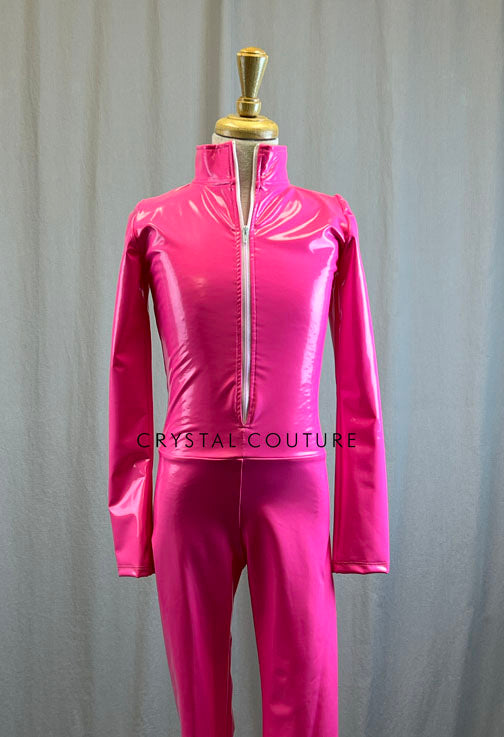 *Brand New* Hot Pink Latex Unitard with Zipper
