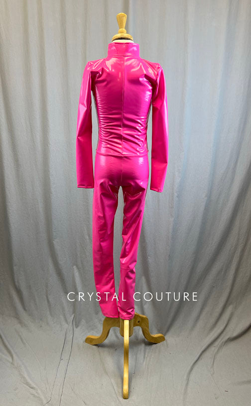 *Brand New* Hot Pink Latex Unitard with Zipper