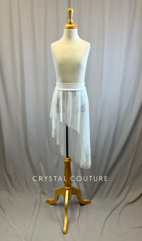 *Brand New* White Mesh High to Low Skirt