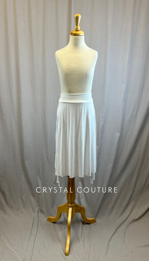 *Brand New* White High Waisted Mid-Length Cotton Skirt