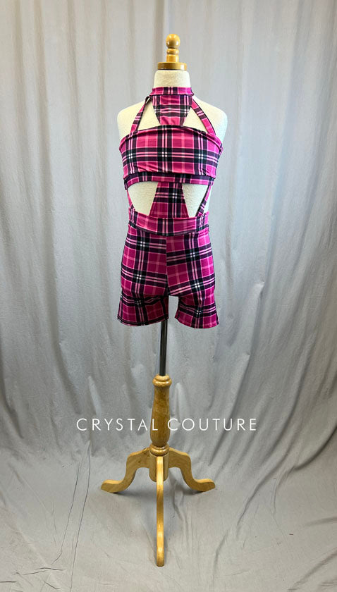 *Brand New* Pink/Purple/Black Plaid Biketard