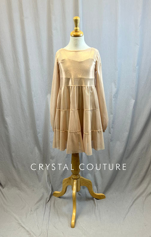 *Brand New* Metallic Gold Overlay Dress with Detached Gold Satin Slit Dress