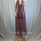 *Brand New* Metallic Mauve Long Mesh Overlay Dress with Open Back