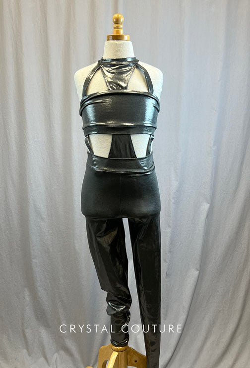 *Brand New* Metallic Charcoal Grey Unitard with Cutouts