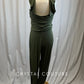 *Brand New* Olive Green Cotton Unitard with Side Slit Jogger Bottoms