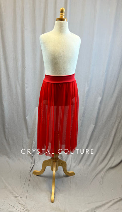 *Brand New* Red mesh high slit skirt