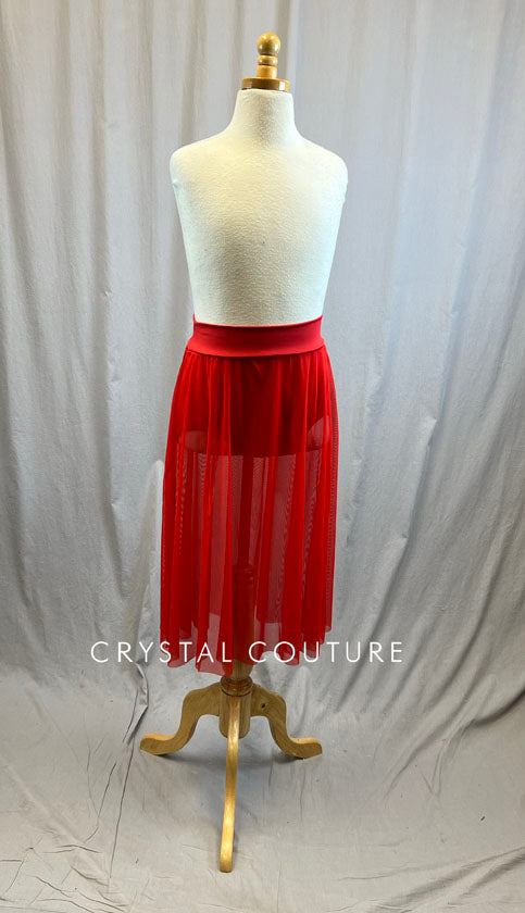 *Brand New* Red mesh high slit skirt