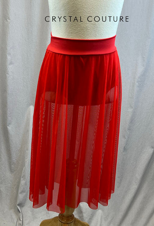 *Brand New* Red mesh high slit skirt
