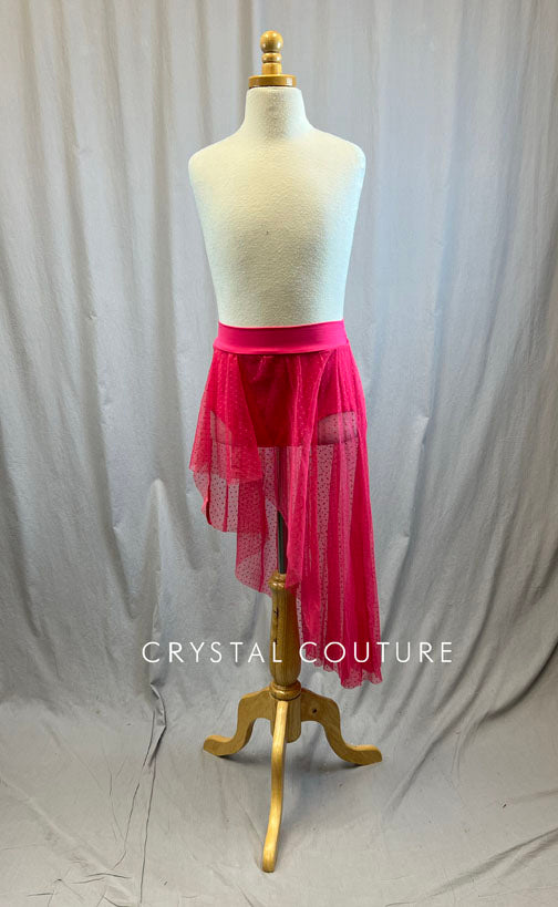 *Brand New* Hot Pink High/Low Polka Dot Mesh Skirt