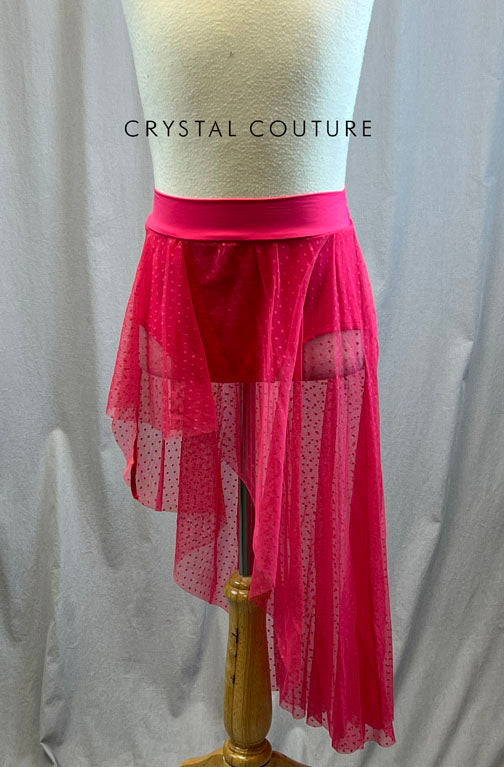 *Brand New* Hot Pink High/Low Polka Dot Mesh Skirt