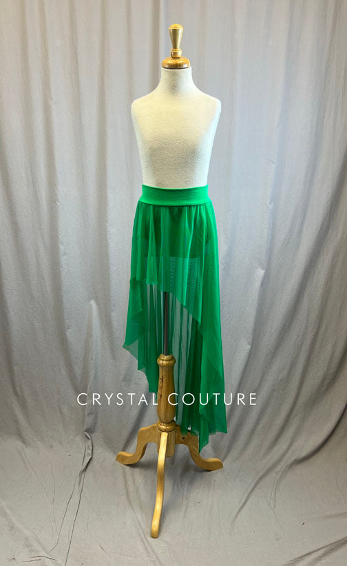 *Brand New* Shamrock Green High/Low Long Mesh Skirt
