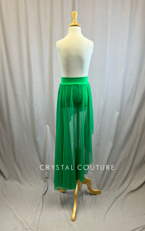 *Brand New* Shamrock Green High/Low Long Mesh Skirt