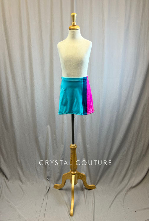 *Brand New* Two Tone Aqua Skirt with Hot Pink Metallic Accent
