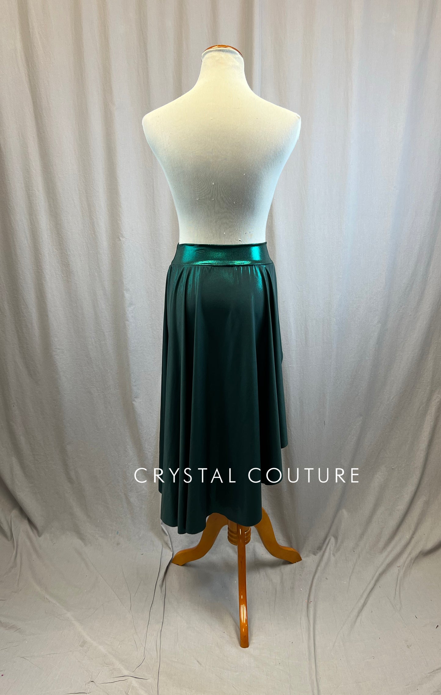 *Brand New* Metallic Dark Green Hi/Low Lycra Skirt