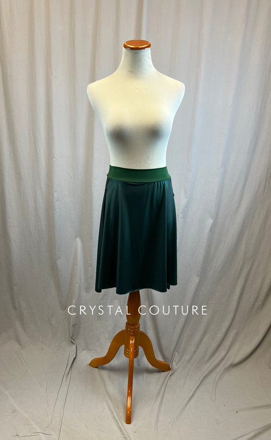 *Brand New* Metallic Dark Green High Slit Skirt with Moss Lycra Waistband