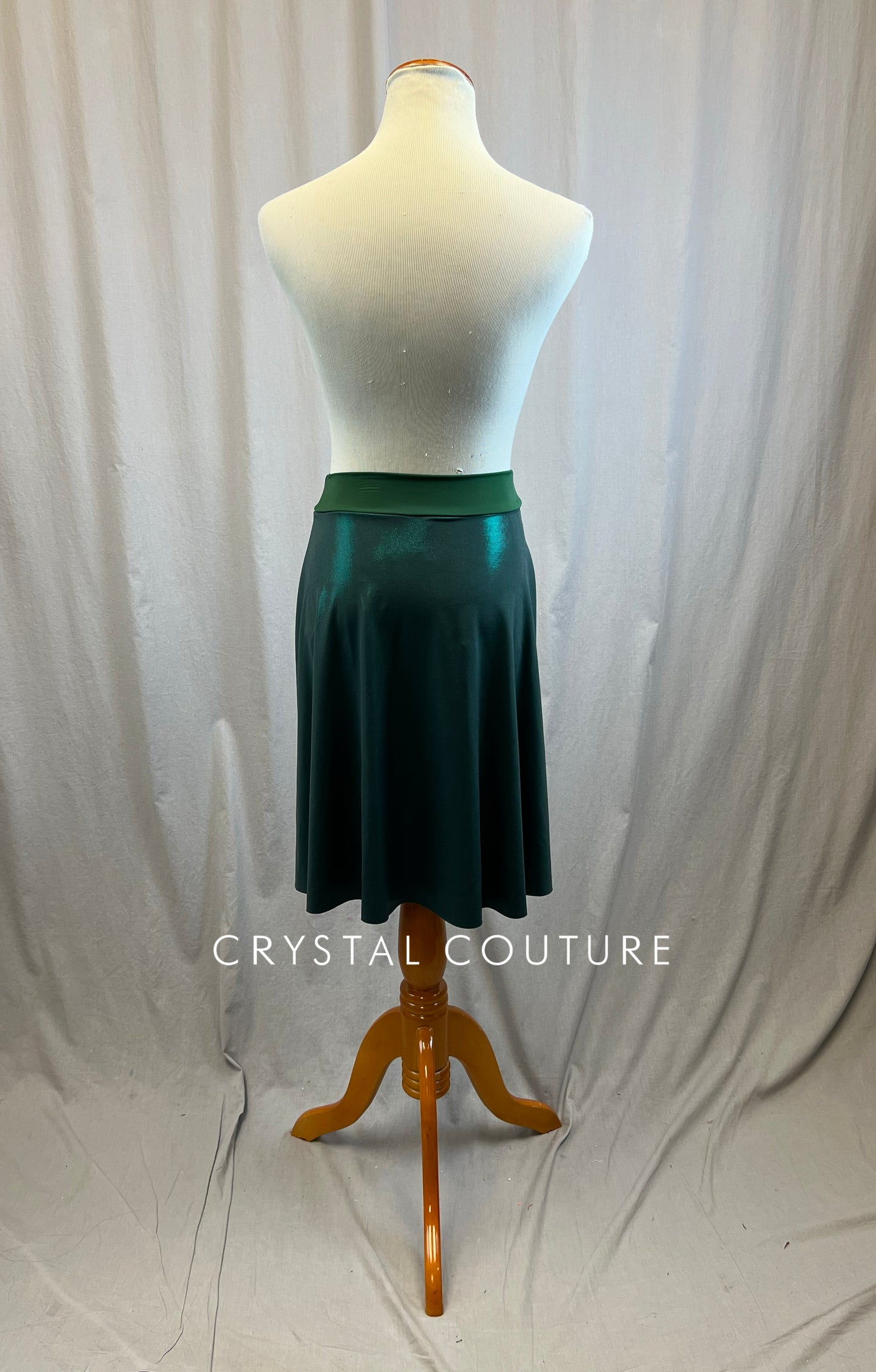 *Brand New* Metallic Dark Green High Slit Skirt with Moss Lycra Waistband