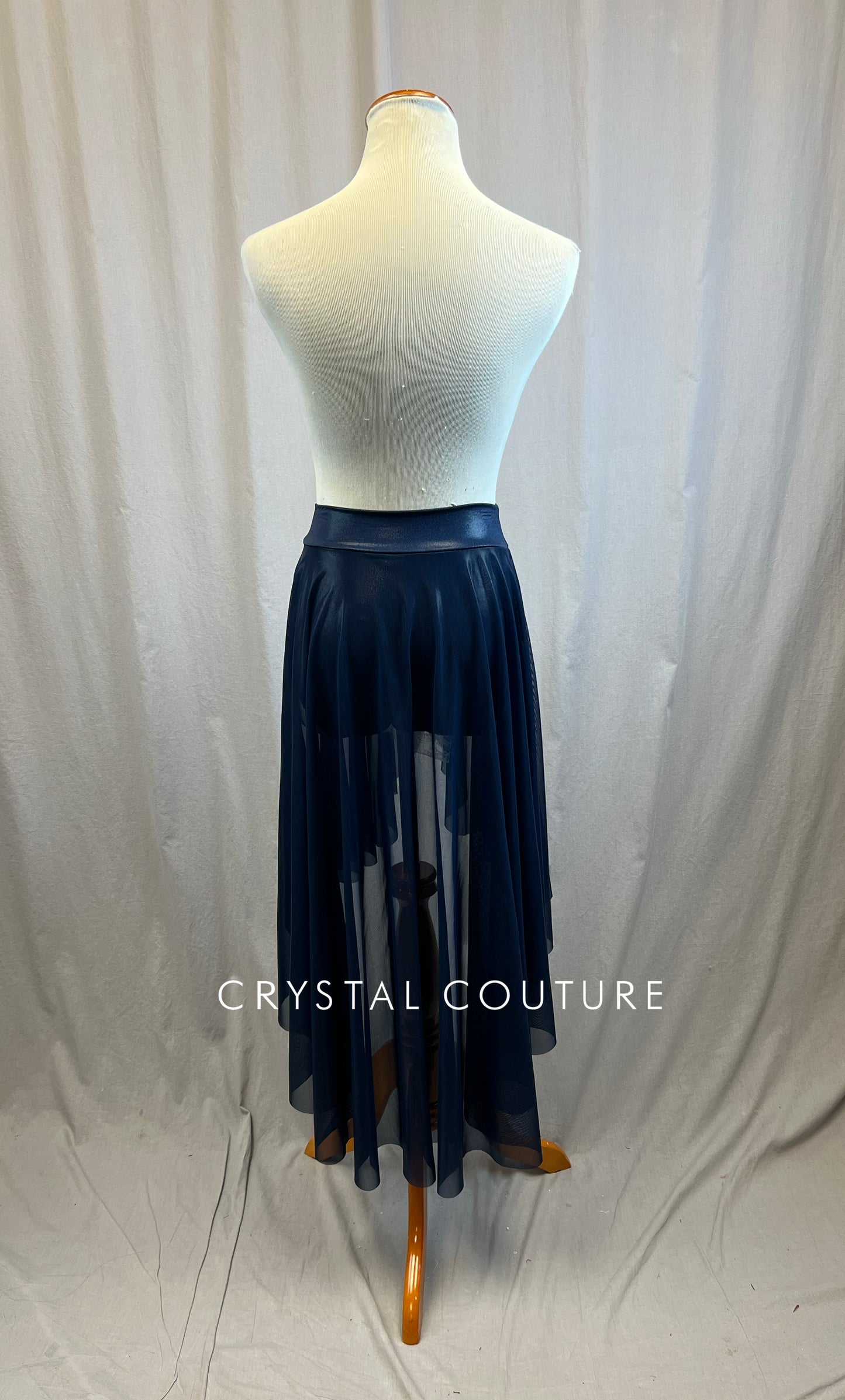 *Brand New* Navy Blue Matte Metallic Long Asymmetrical Skirt
