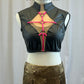 Black Pleather Crop Top with Metallic Gold Wide Leg Pants