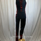 Black Mock Neck Sleeveless Unitard with Red and Black Giraffe Print Accents -Rhinestones