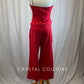 Red Asymmetrical Top and Wide Leg Pant Set
