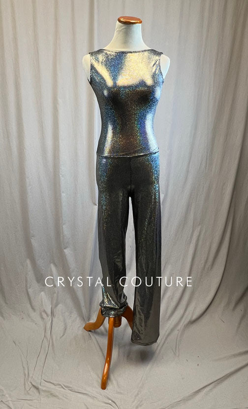 Black Holographic Sleeveless Unitard