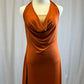 Burnt Orange Scoop Neck High Slit Dress