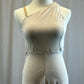 Stone Colored One Shoulder Double Lined Wide Leg Unitard
