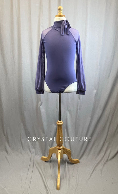 Lavender Leotard with Mesh Long Sleeves