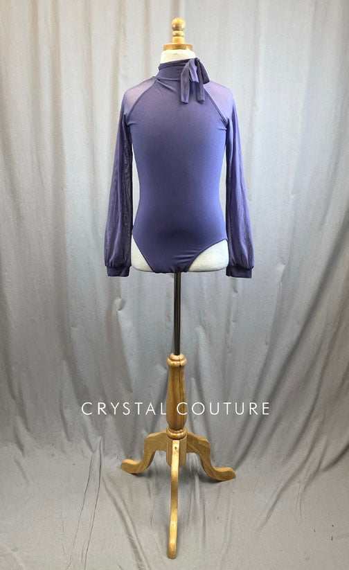 Lavender Leotard with Mesh Long Sleeves