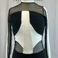 Black and White Unitard with Black Mesh Inserts