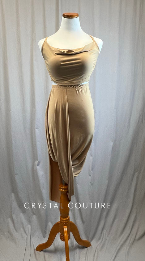 Nude Two Piece Skirt and Bra Top