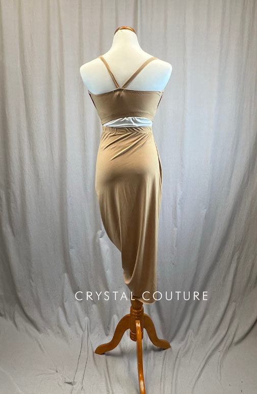 Nude Two Piece Skirt and Bra Top