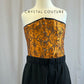 Orange Corset Top with Black Dress Pant