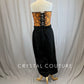 Orange Corset Top with Black Dress Pant