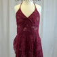 Custom Maroon High Slit Long Lace Dress with Briefs