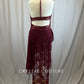 Custom Maroon High Slit Long Lace Dress with Briefs