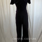 Deep Plum Velvet Mock Neck Wide Leg Unitard with Gold Hoop Belt
