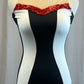 Black and White Stripe Leotard with Red Sequins