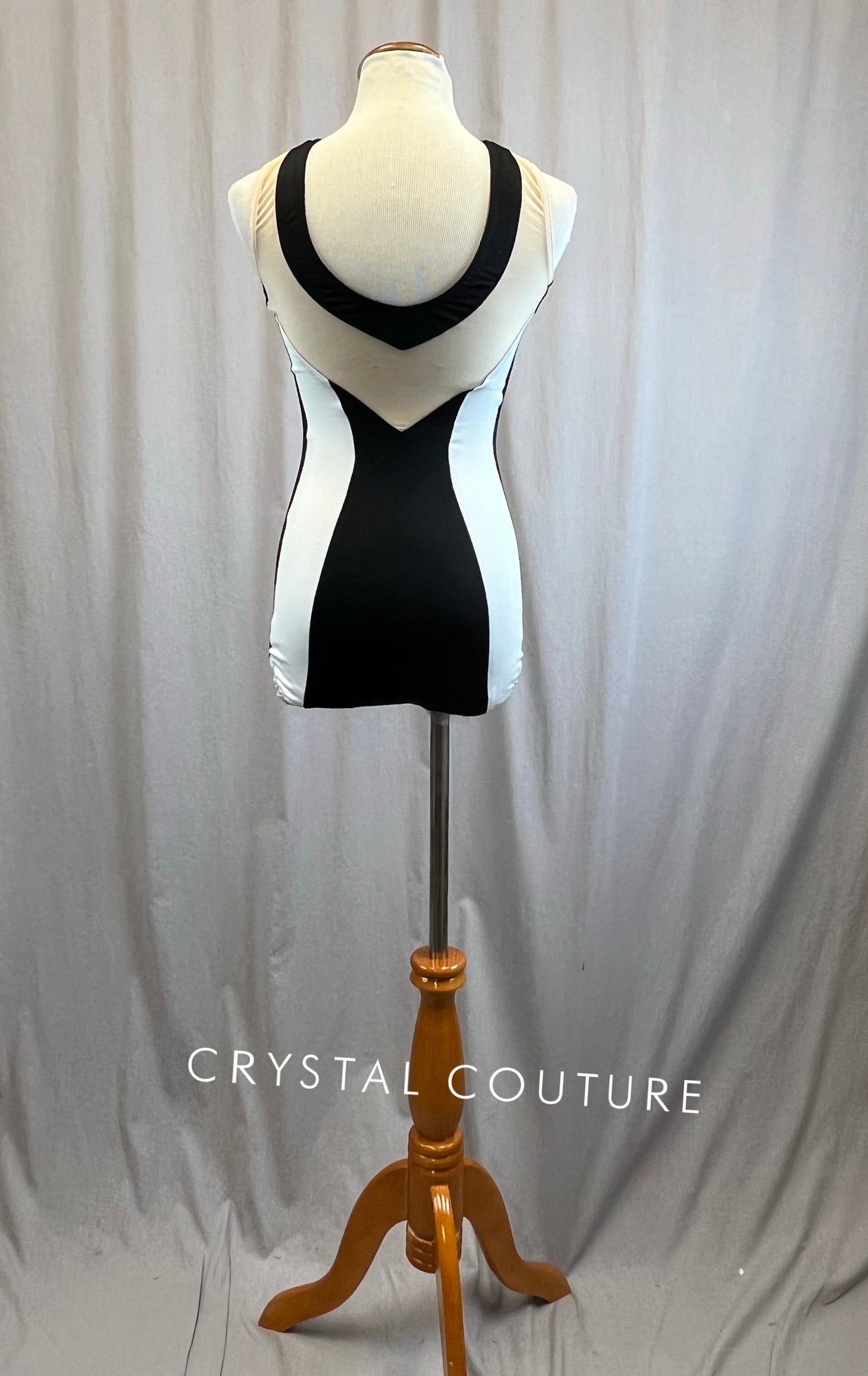 Black and White Stripe Leotard with Red Sequins