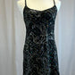 Black and Silver Glitter and Metallic Swirl Short Slit Dress -Rhinestones