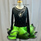 Black And Neon Green Lycra and Mesh Tutu -Rhinestones