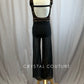 Custom Black and Nude Crop Top and Mesh Wide Leg Pant Set