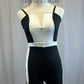 Black and White Lycra Unitard with Black Spaghetti Straps