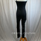 Black and White Lycra Unitard with Black Spaghetti Straps