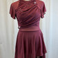 Custom Maroon Flutter Sleeve Lyrical Dress -Rhinestones, Appliques